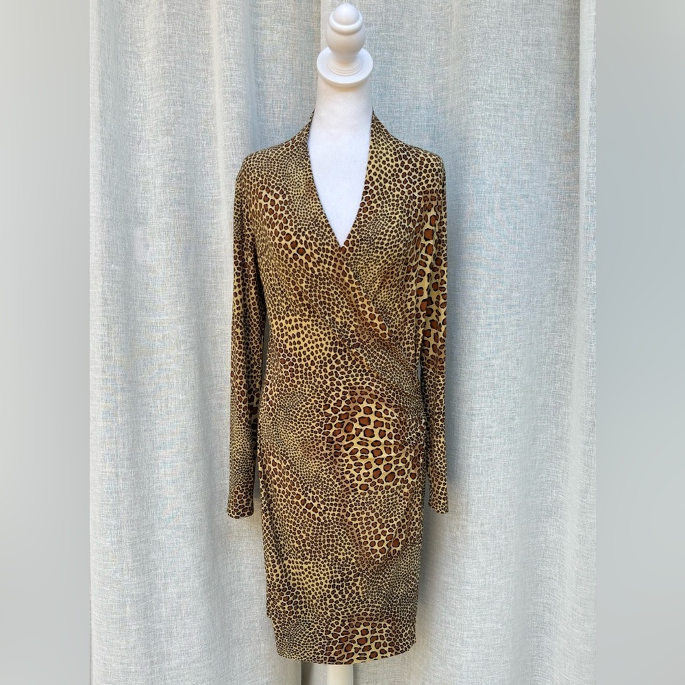 Norma Kamali  animal print long sleeve maxi dress